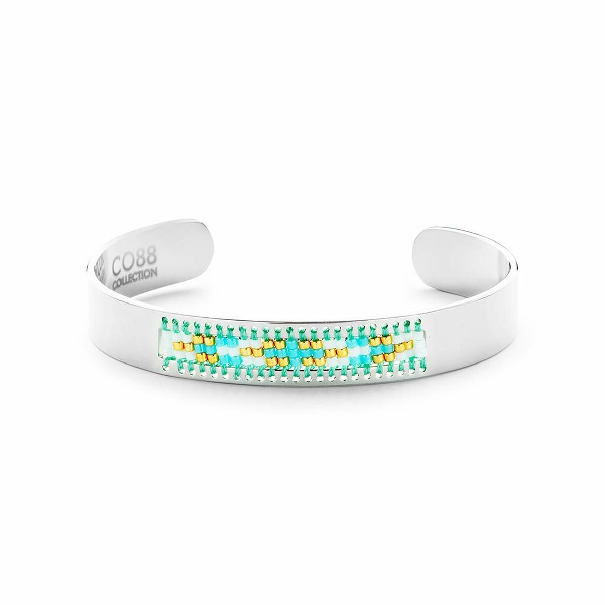 Zilverkleurige CO88 Collection armband met kleurrijke details in een elegante, open ontwerp.