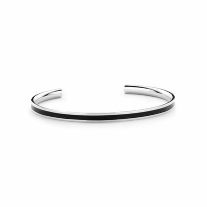 Zijaanzicht van de zwarte CO88 Collection armband met minimalistisch design.