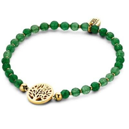 Elegante groene CO88 Collection armband met gouden boomhanger, perfect voor elke gelegenheid.