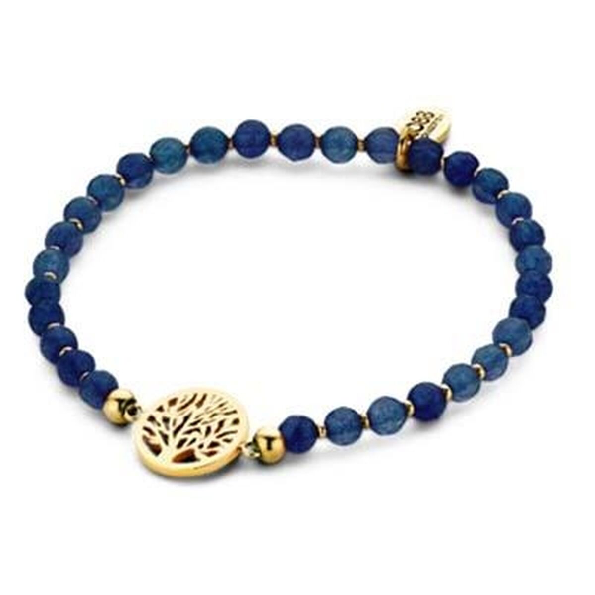 Elegante blauwe CO88 Collection armband met gouden boomdesign en comfortabele pasvorm.