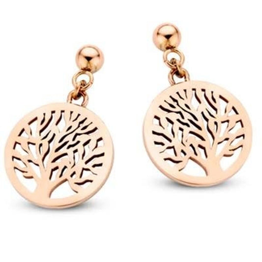 Elegante roze gouden oorbellen van CO88 Collection met een uniek boompje ontwerp.