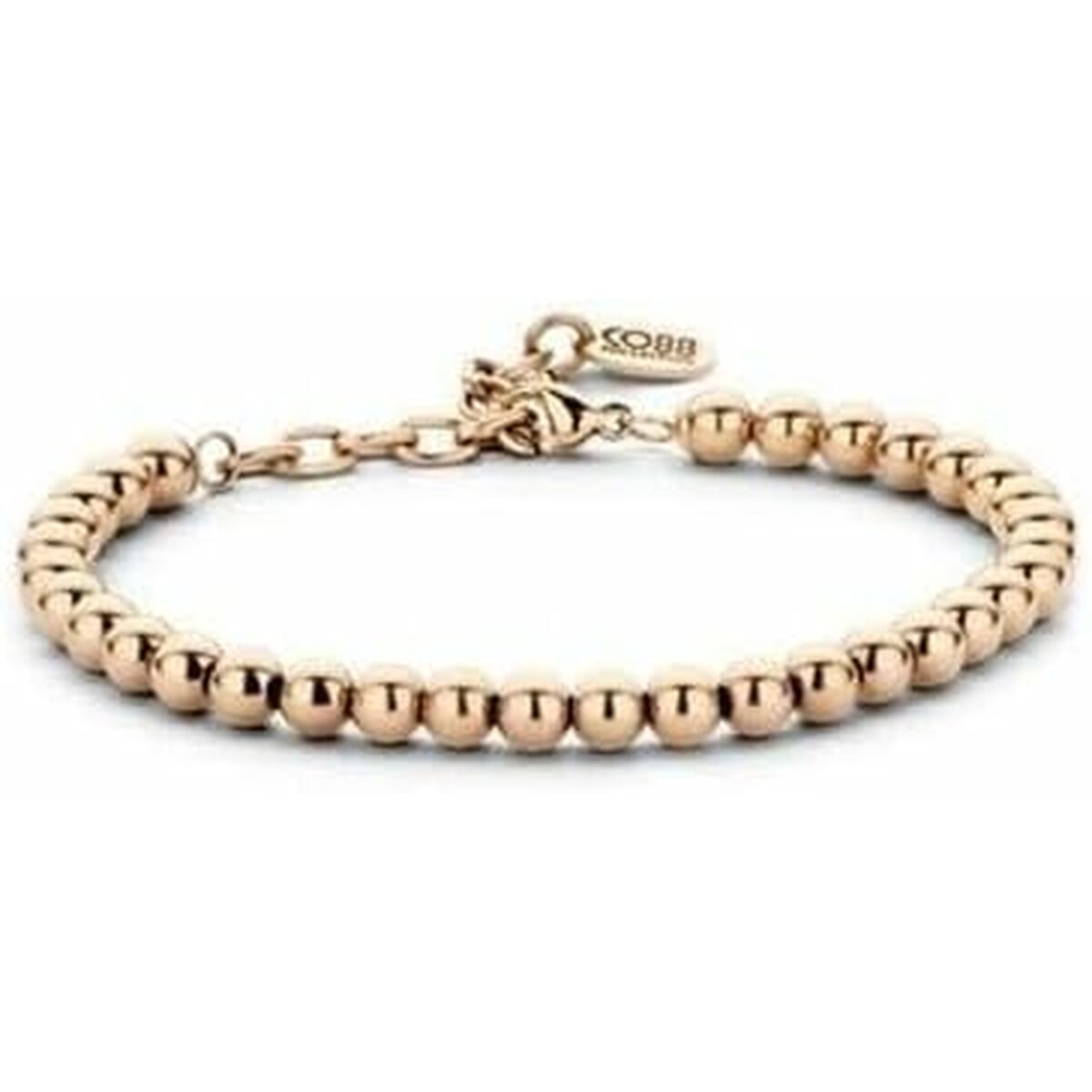 Detail van de CO88 Collection damesarmband in gouden kleur met ronde kralen.