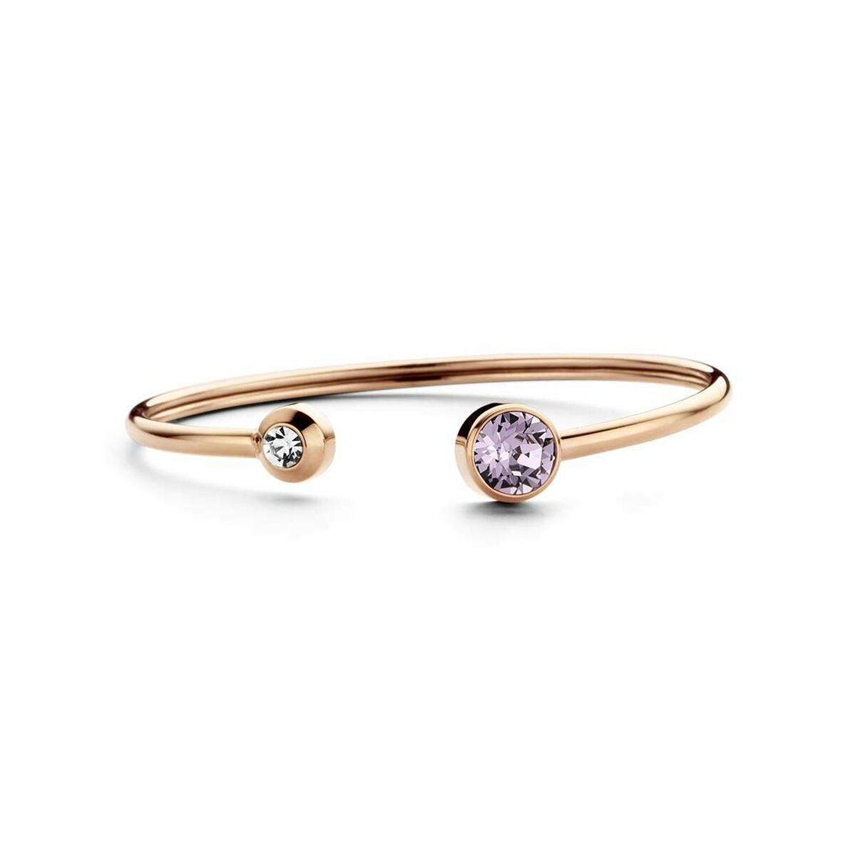 Detail van de CO88 Collection armband in roze goud met twee elegante stenen.