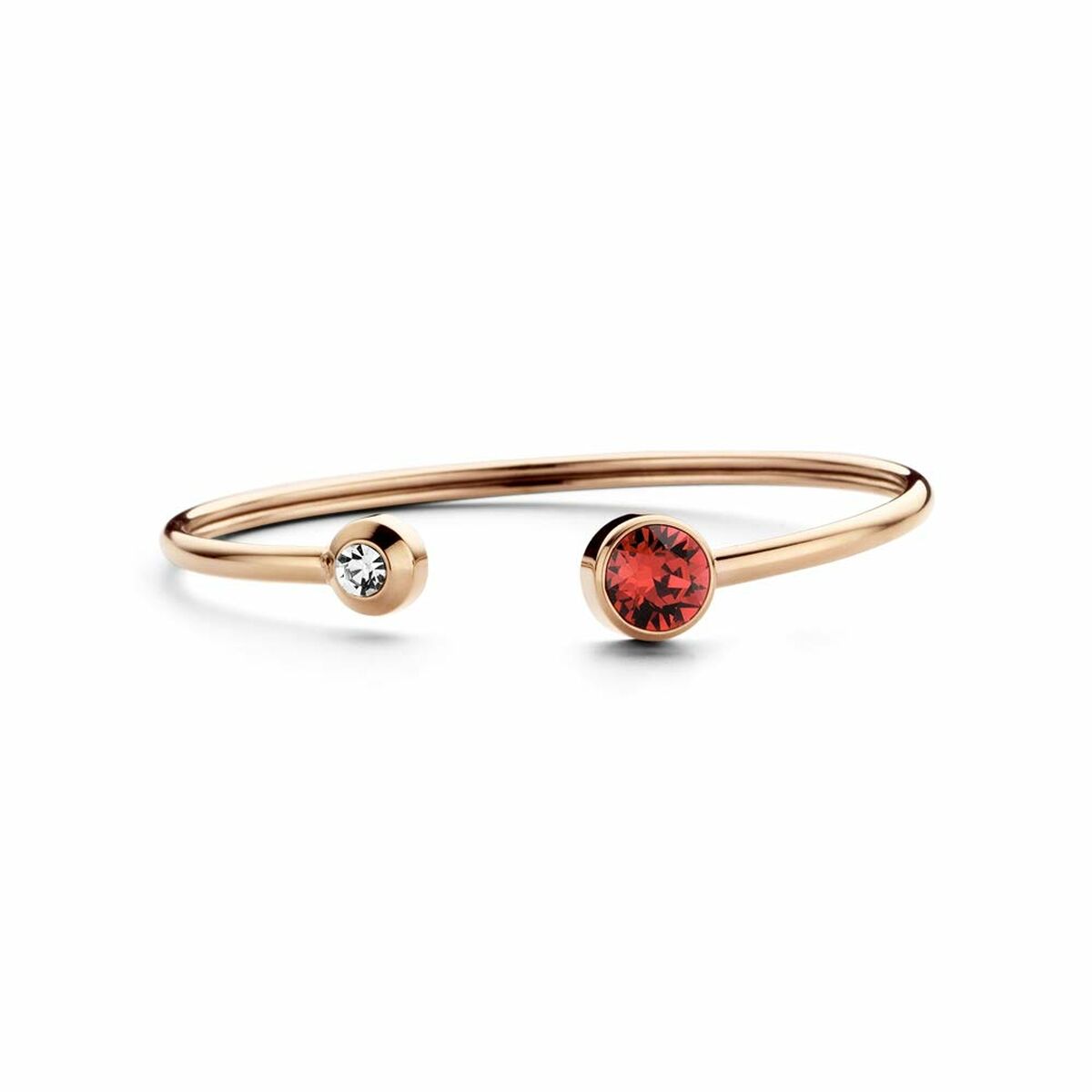 Detail van de CO88 Collection armband in roze goud met twee kleurrijke stenen.
