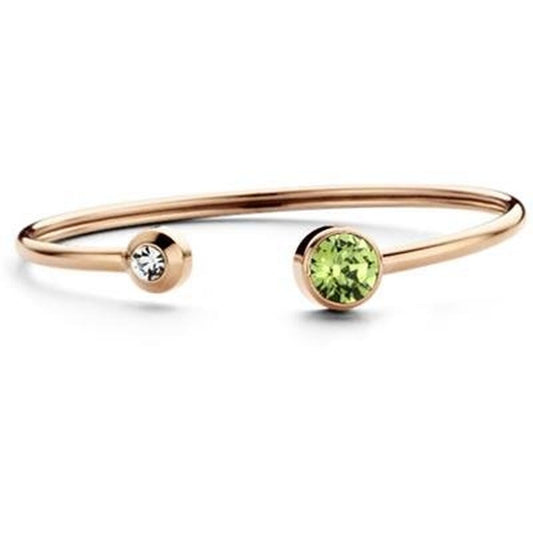 Elegante CO88 Collection armband in roze goud met groene en heldere stenen.