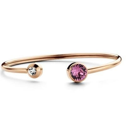 Stijlvolle CO88 Collection armband in roze goud met roze en transparante stenen.