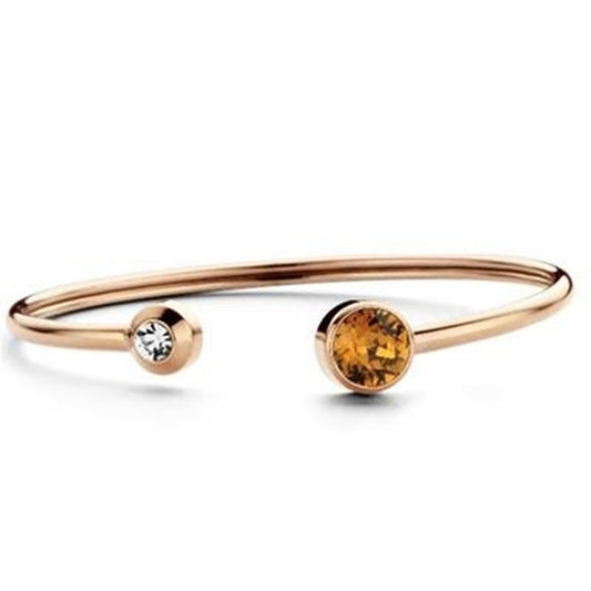 Elegante CO88 Collection armband in roze goud met twee stijlvolle stenen.
