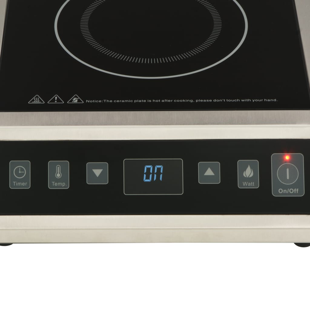 Detail van het aanraakscherm van de vidaXL inductiekookplaat met bedieningselementen en display.