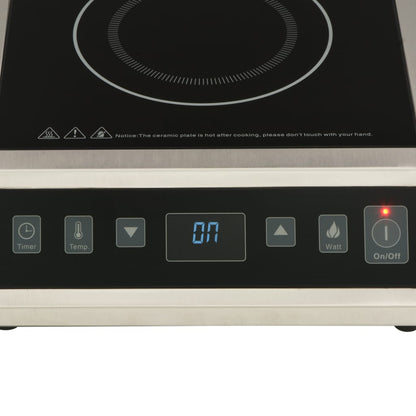Detail van het aanraakscherm van de vidaXL inductiekookplaat met bedieningselementen en display.
