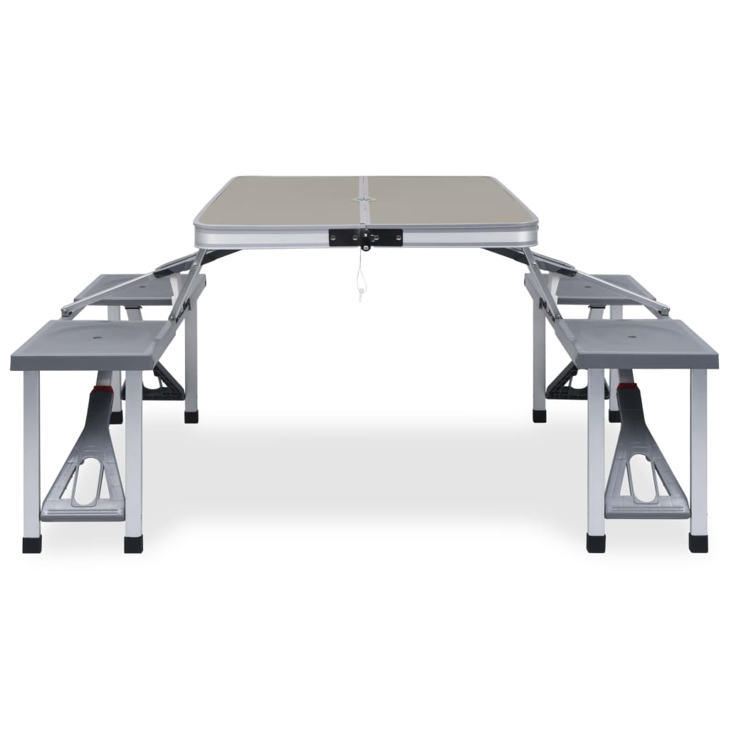 VidaXL inklapbare campingtafel met vier zitjes, zijaanzicht met stabiele constructie.