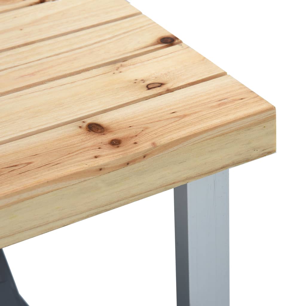 Detail van het vurenhouten oppervlak van de vidaXL inklapbare campingtafel.