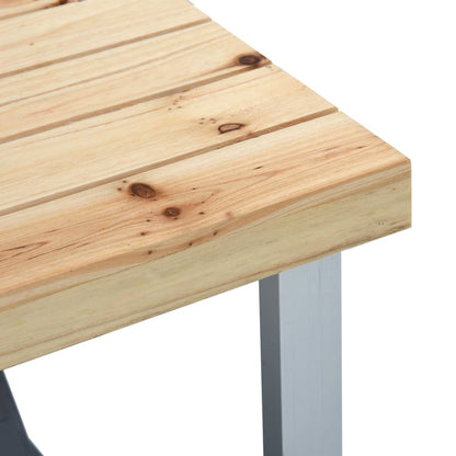 Detail van het vurenhouten oppervlak van de vidaXL inklapbare campingtafel.