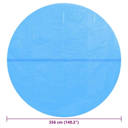 Blauwe ronde vidaXL zwembadhoes van 356 cm, bovenaanzicht met duidelijke maatvoering.