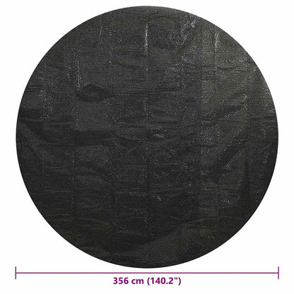 Detail van de ronde vidaXL zwembadhoes van 356 cm in zwart, met textuur en afmetingen.