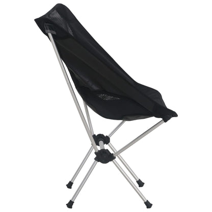 Zijaanzicht van de vidaXL campingstoel met zwart gaas en aluminium frame.