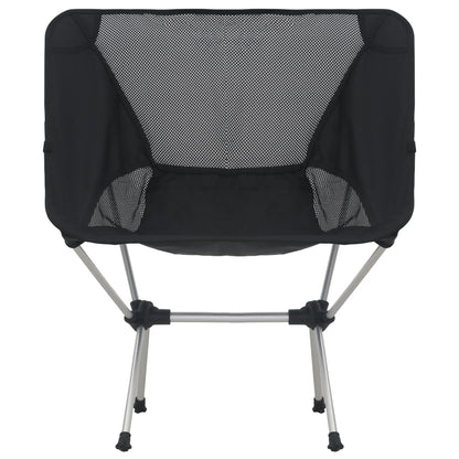 Zwart vidaXL campingstoel met mesh rugleuning, zijaanzicht.