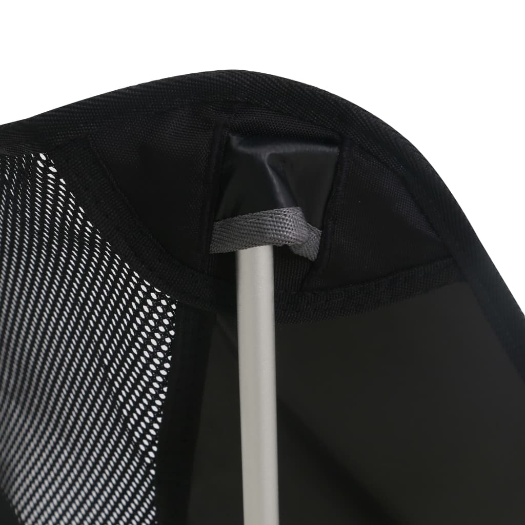 Detail van de zwarte vidaXL campingstoel met stevig aluminium frame en mesh rugleuning.