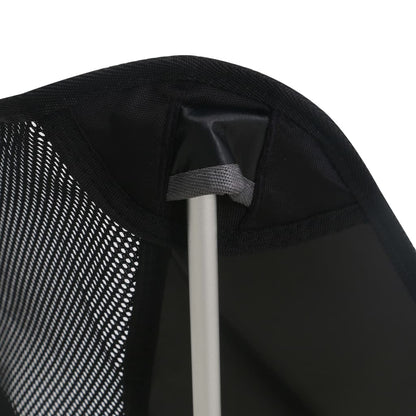 Detail van de zwarte vidaXL campingstoel met stevig aluminium frame en mesh rugleuning.