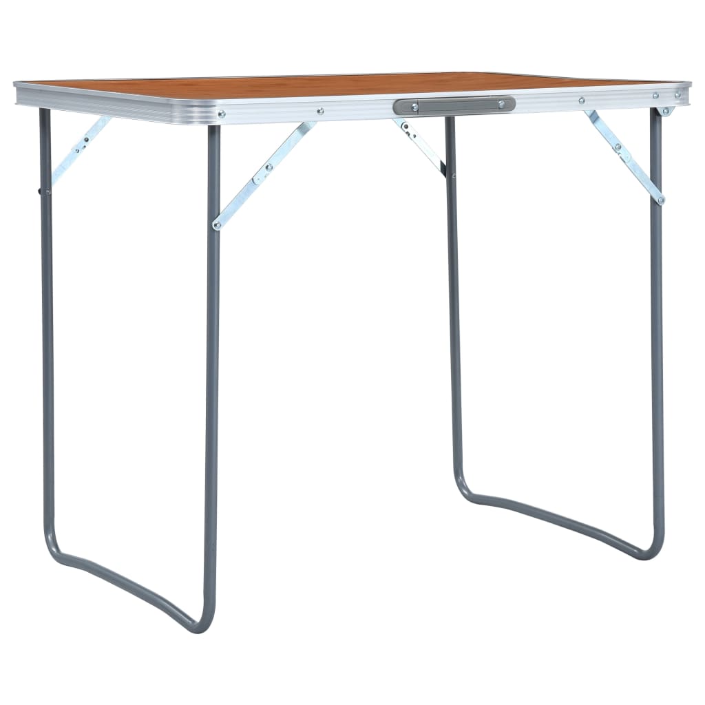 Detail van de vidaXL campingtafel met metalen frame, zijaanzicht en opgevouwen.