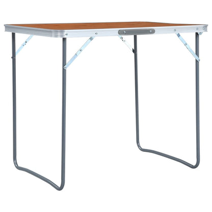 Detail van de vidaXL campingtafel met metalen frame, zijaanzicht en opgevouwen.