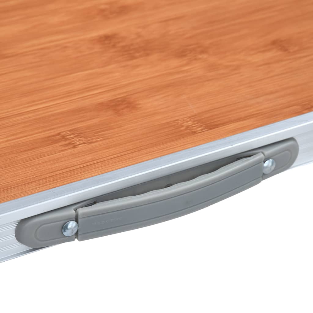 Detail van het praktische draaghandvat van de vidaXL inklapbare campingtafel.