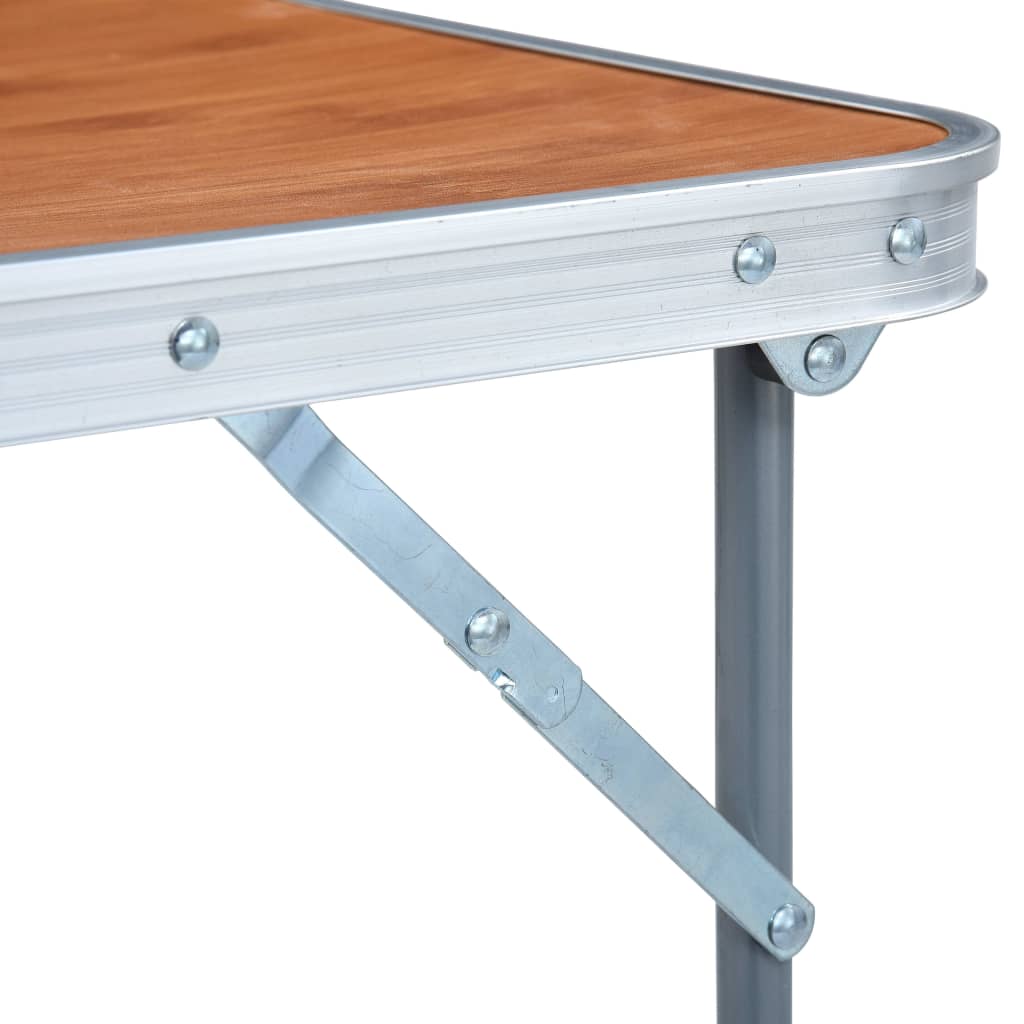 Detail van het metalen frame en de opvouwbare constructie van de vidaXL campingtafel.