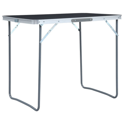 Inklapbare vidaXL campingtafel met metalen frame in grijs, 80x60 cm, zijaanzicht.