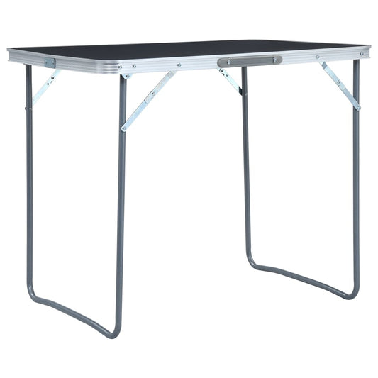 Inklapbare vidaXL campingtafel met metalen frame in grijs, 80x60 cm, zijaanzicht.