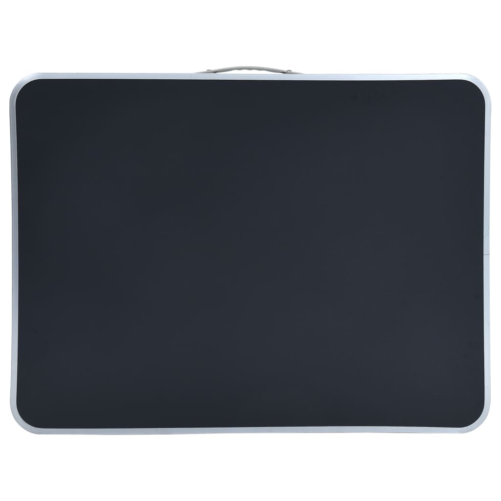 Inklapbare vidaXL campingtafel met grijs tafelblad en handig draaghandvat, bovenaanzicht.