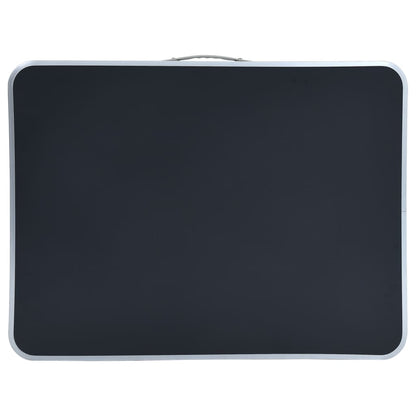 Inklapbare vidaXL campingtafel met grijs tafelblad en handig draaghandvat, bovenaanzicht.