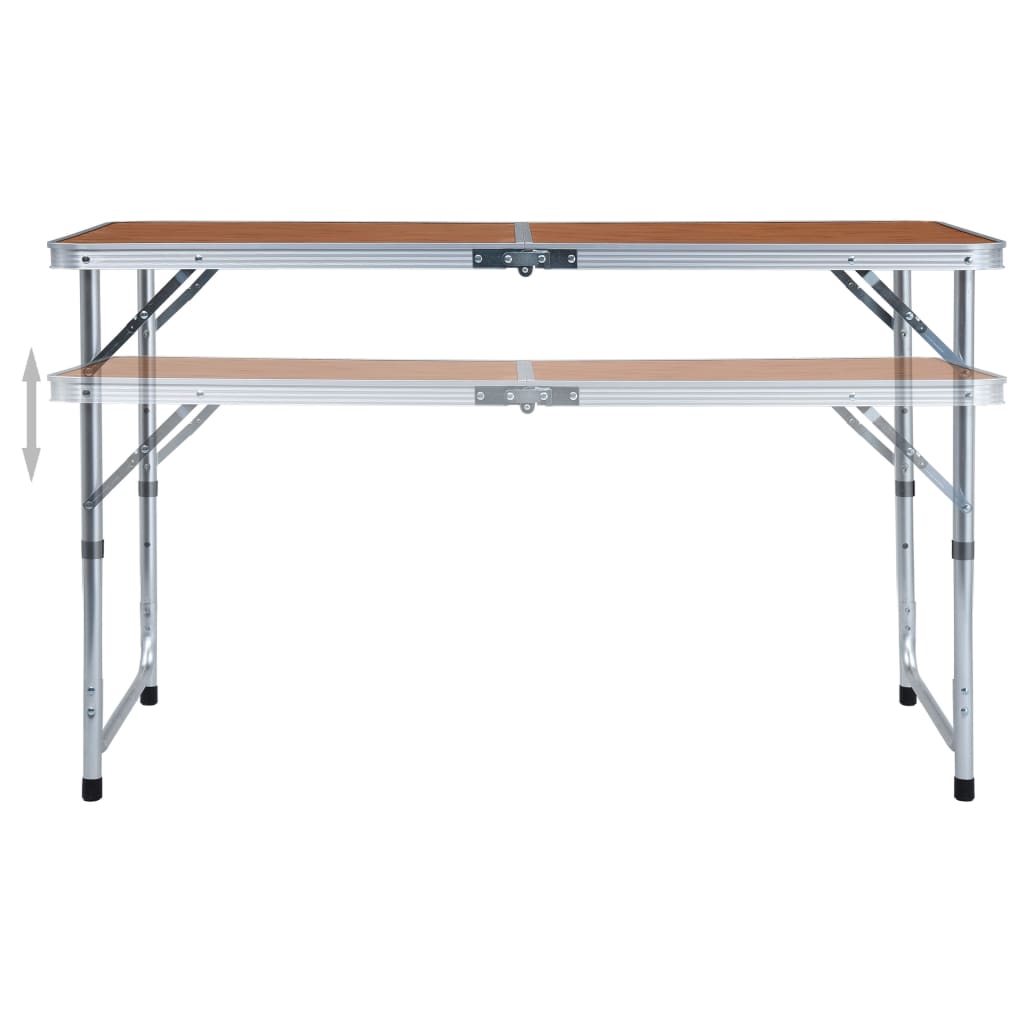 Detail van de vidaXL campingtafel met verstelbare hoogte en stevig aluminium frame.
