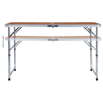 Detail van de vidaXL campingtafel met verstelbare hoogte en stevig aluminium frame.