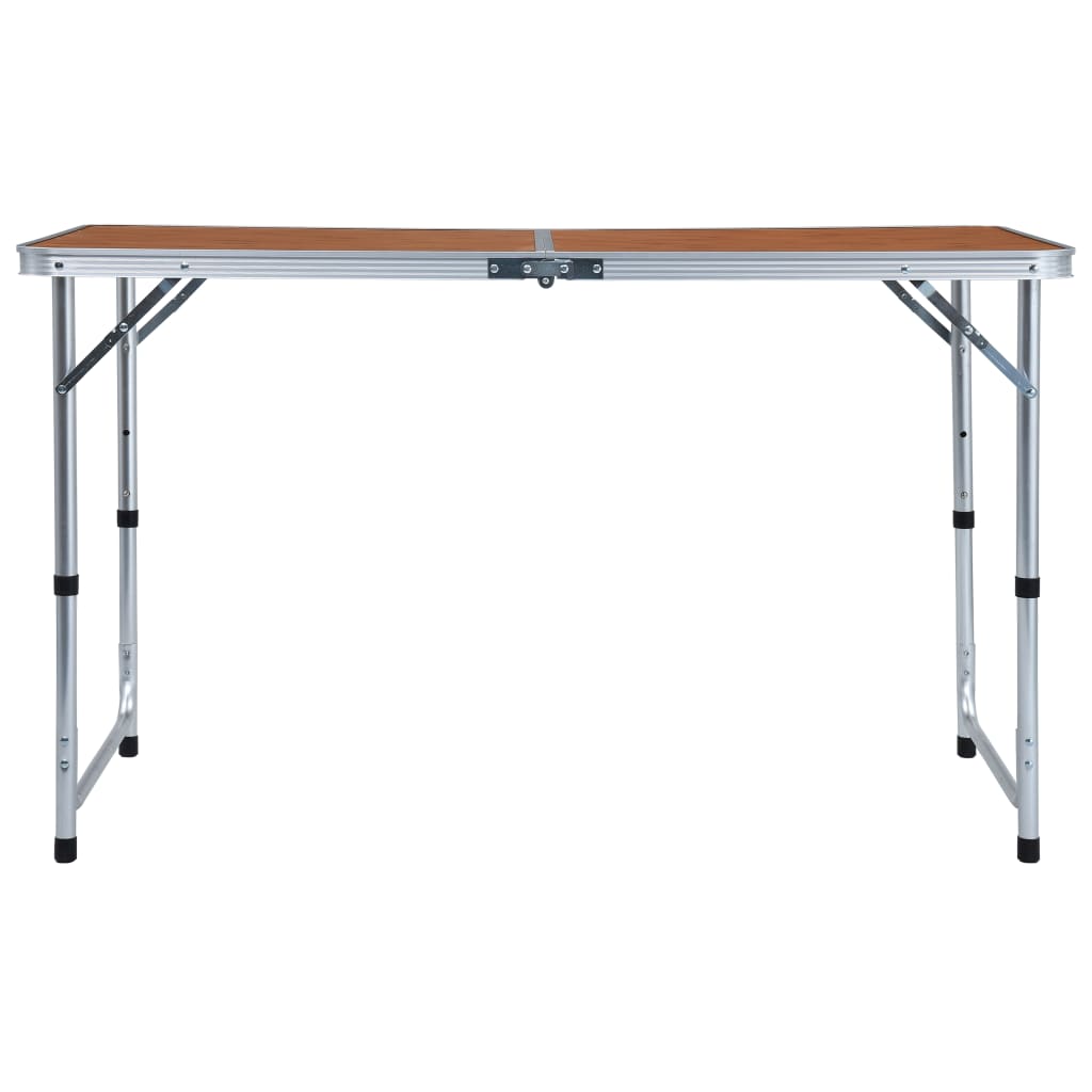 Detail van de vidaXL campingtafel met robuust MDF tafelblad en stevig aluminium frame.
