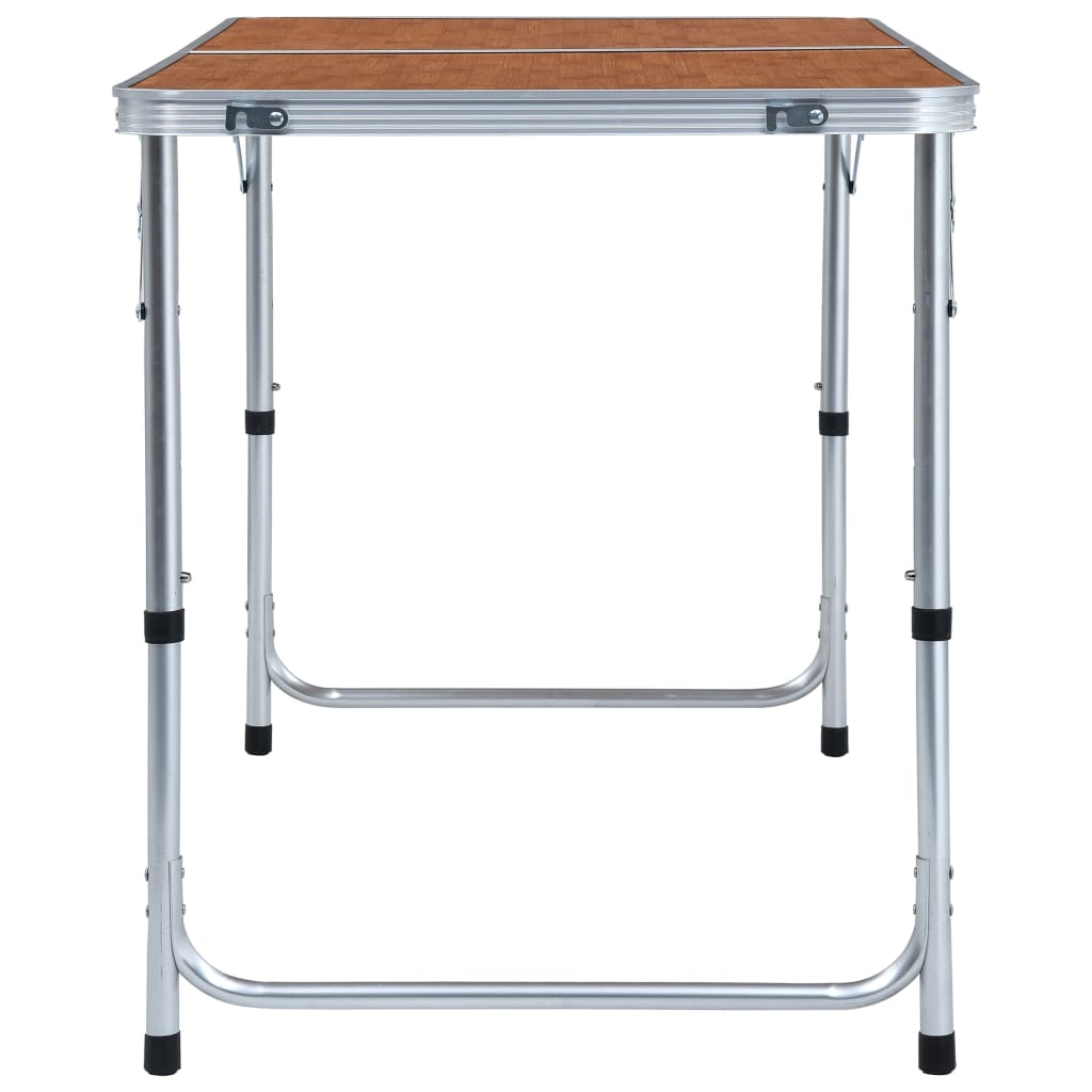 Detail van de vidaXL inklapbare campingtafel met aluminium frame en MDF tafelblad, zijaanzicht.