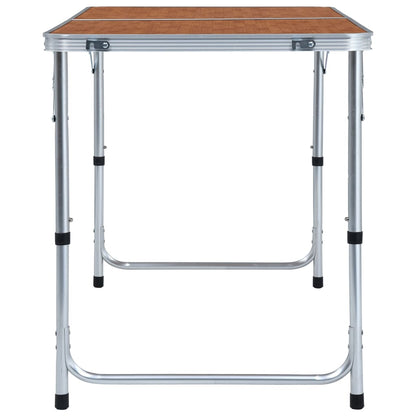 Detail van de vidaXL inklapbare campingtafel met aluminium frame en MDF tafelblad, zijaanzicht.