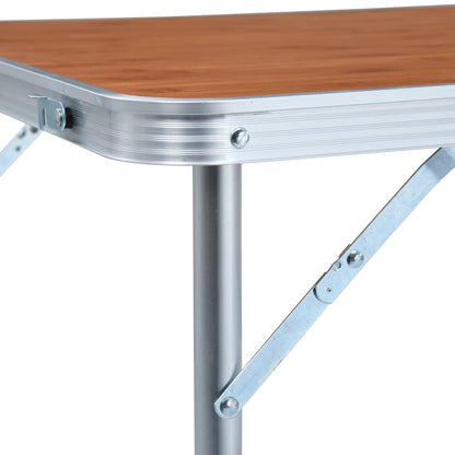 Detail van de stevige aluminium hoek van de vidaXL campingtafel met MDF tafelblad.