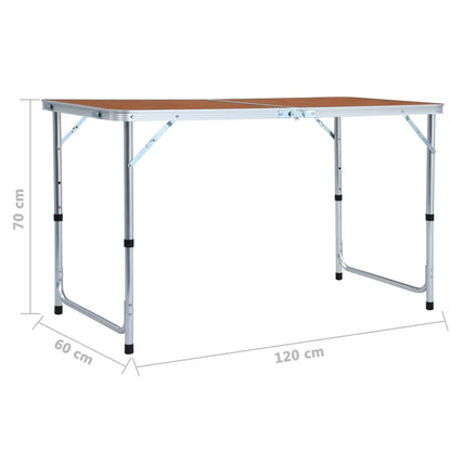 Detail van de vidaXL inklapbare campingtafel met aluminium frame en MDF tafelblad, zijaanzicht.