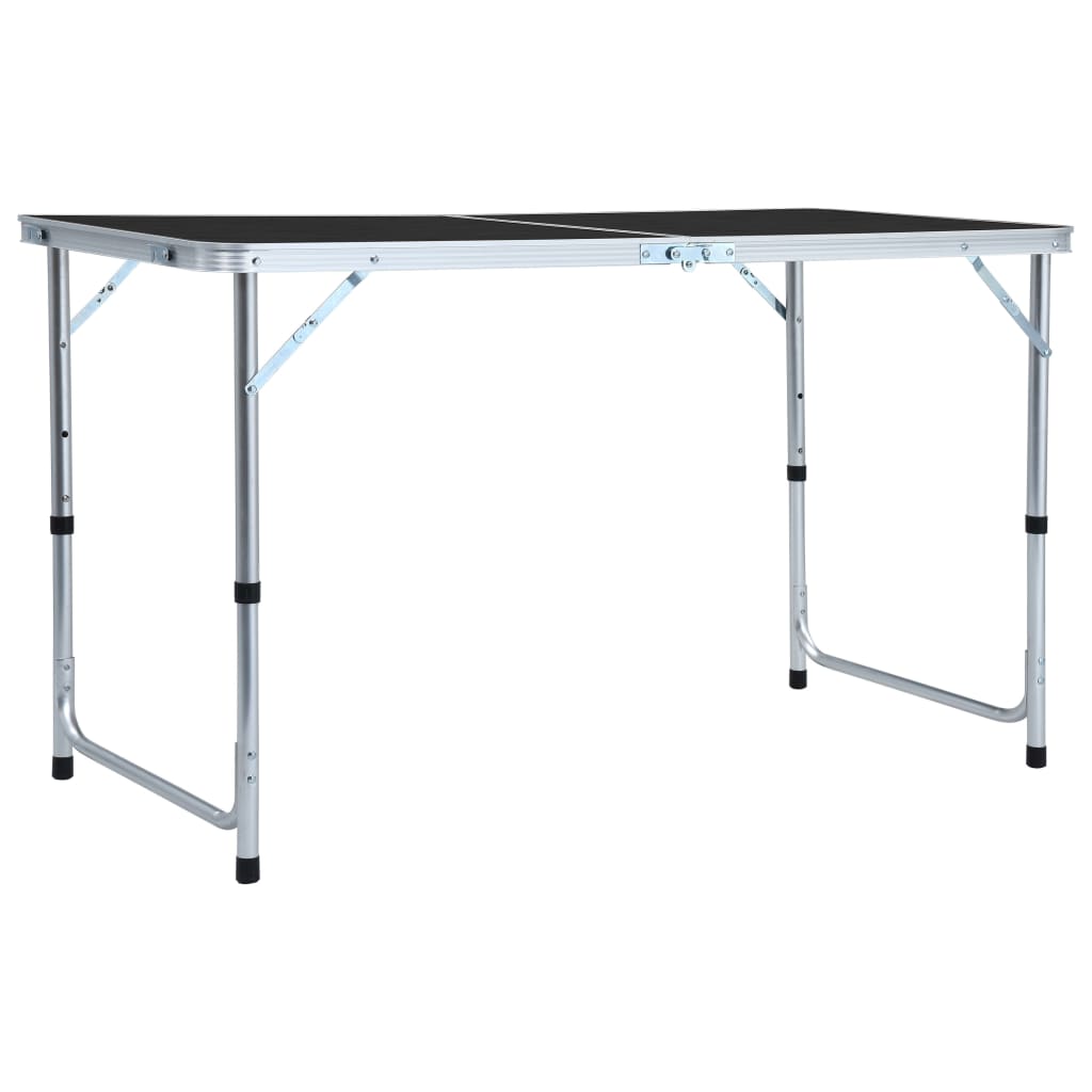 Inklapbare vidaXL campingtafel van 120x60 cm, lichtgewicht aluminium in grijs.