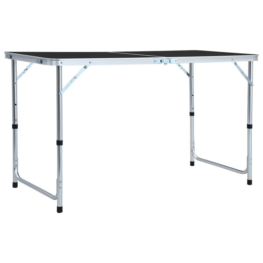 Inklapbare vidaXL campingtafel van 120x60 cm, lichtgewicht aluminium in grijs.