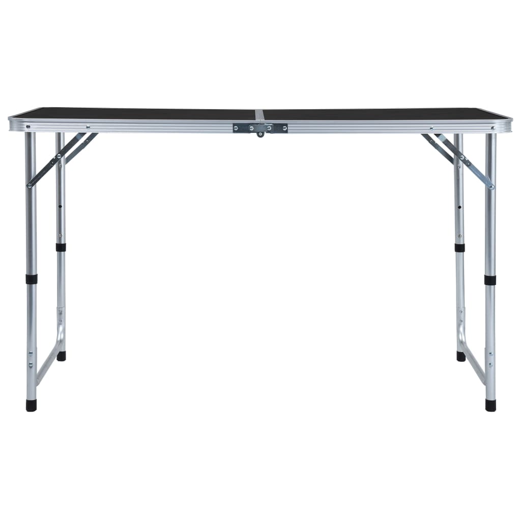 Zijaanzicht van de grijze vidaXL campingtafel, inklapbaar en lichtgewicht.