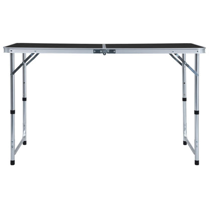 Zijaanzicht van de grijze vidaXL campingtafel, inklapbaar en lichtgewicht.
