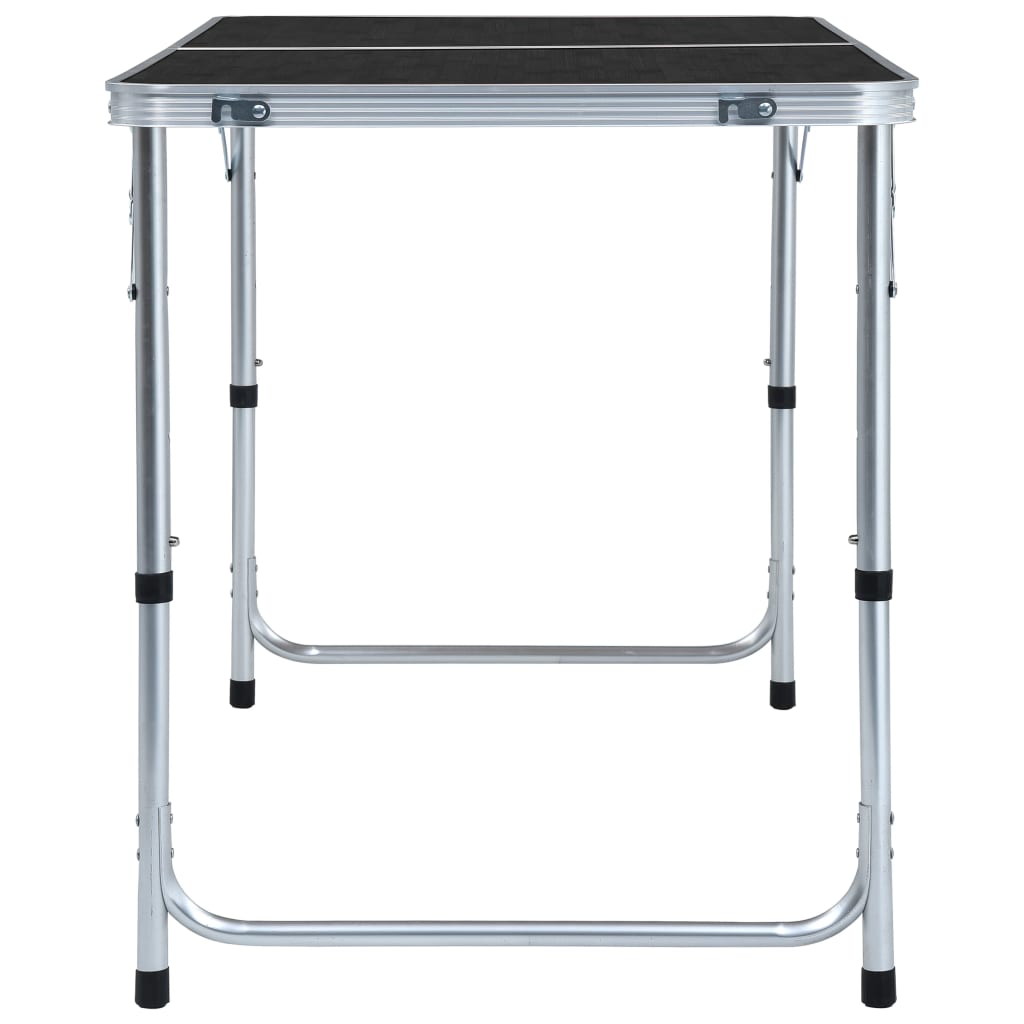 Zijaanzicht van de vidaXL inklapbare campingtafel in grijs aluminium.