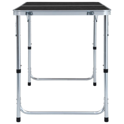 Zijaanzicht van de vidaXL inklapbare campingtafel in grijs aluminium.