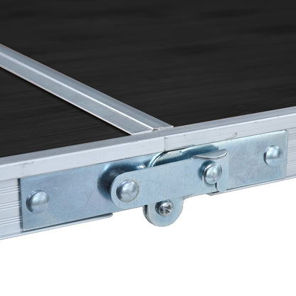 Detail van het inklapmechanisme van de vidaXL campingtafel, met aluminium en grijze afwerking.
