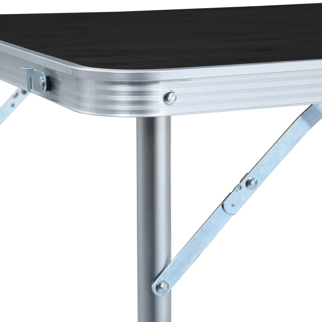 Detail van de grijze vidaXL campingtafel met aluminium frame en inklapbare poten.
