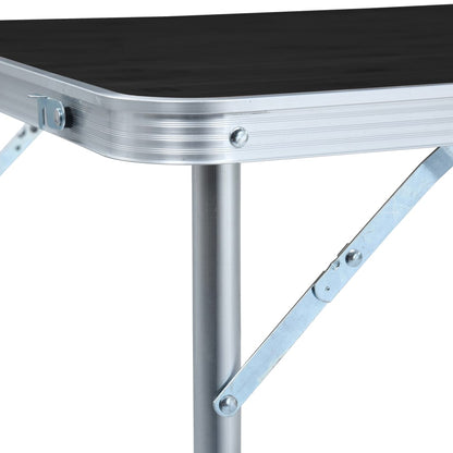 Detail van de grijze vidaXL campingtafel met aluminium frame en inklapbare poten.