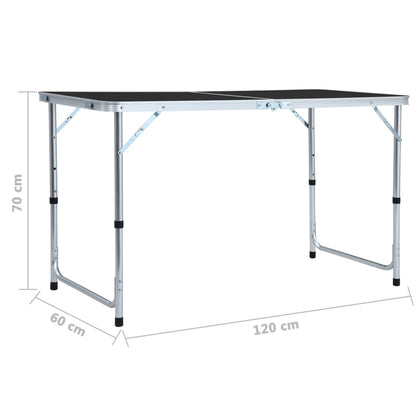 Detail van de vidaXL campingtafel met opklapbare poten en verstelbare hoogte.