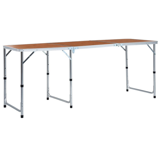 Inklapbare vidaXL campingtafel van aluminium, 180x60 cm, met een stevige MDF-top.