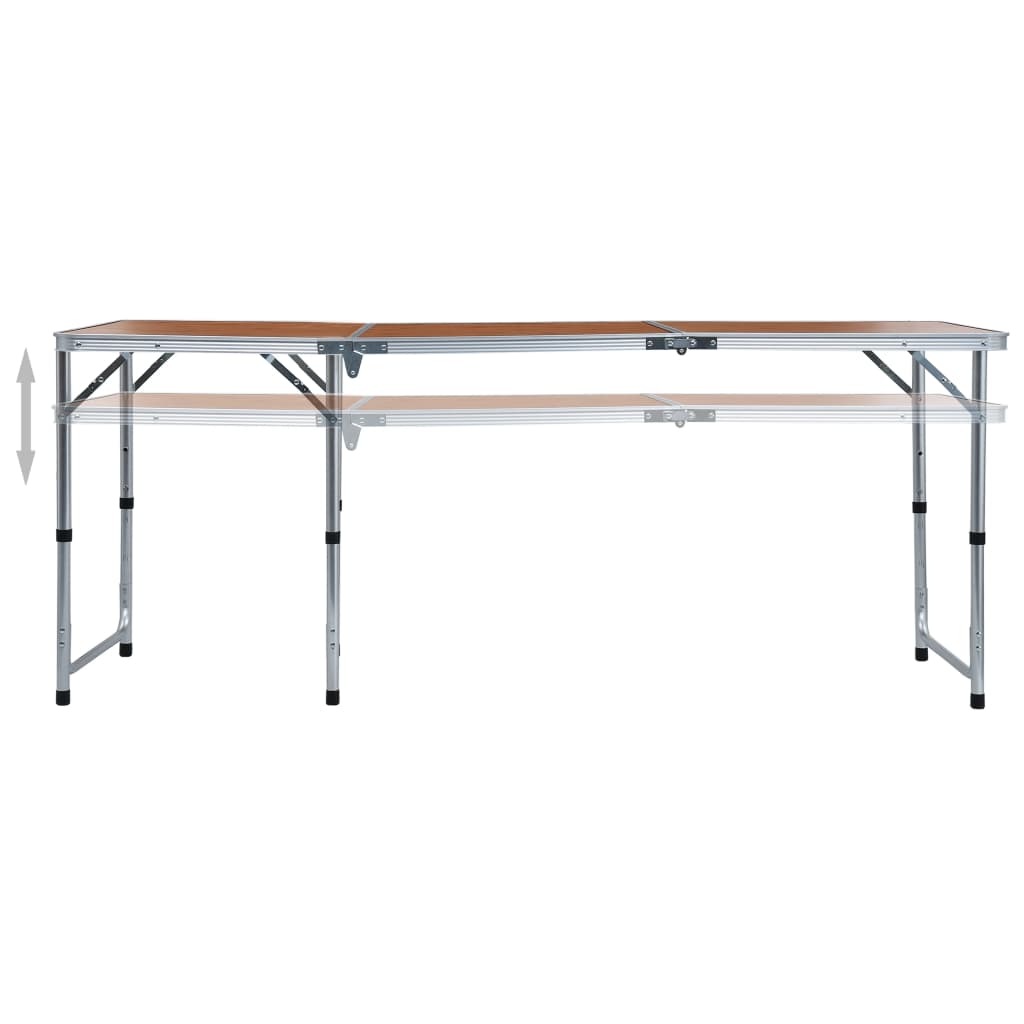 Detail van de vidaXL inklapbare campingtafel met verstelbare hoogte en aluminium constructie.