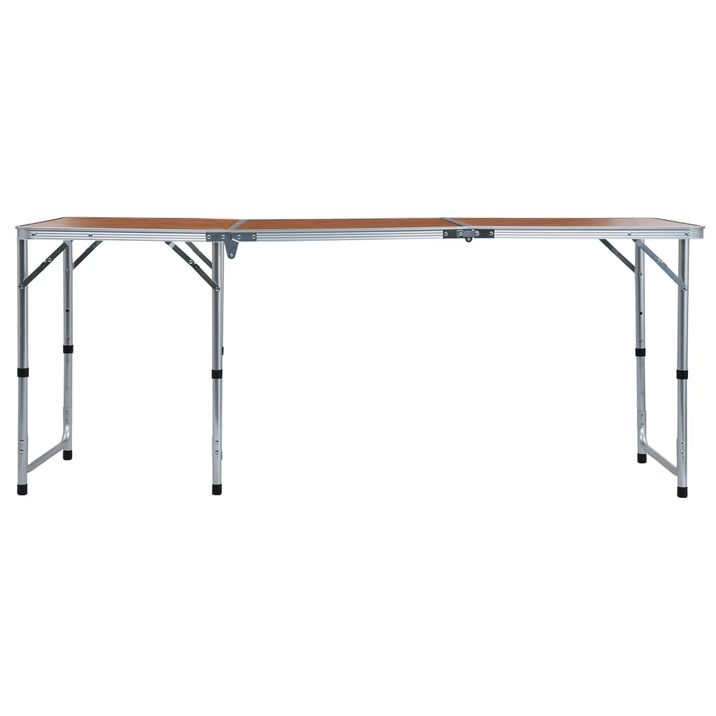 Zijaanzicht van de vidaXL inklapbare campingtafel met aluminium frame en MDF blad.